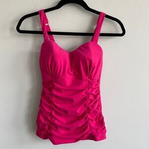 Profile by Gottex Ruched Front Tankini Top Hot Pink Underwire 32D Swimwear